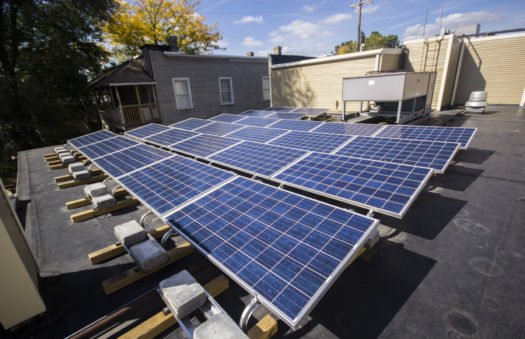 Wealthy Street Theater solar panel installation