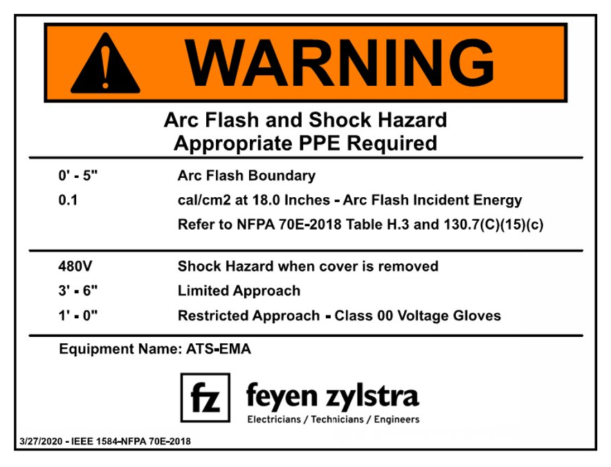 Arc Flash label arc flash