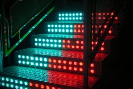 lit-up industrial steps