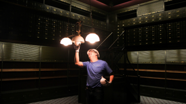 electrician installing a LED light