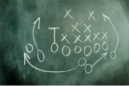 chalkboard drawing of a game plan