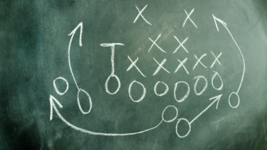chalkboard drawing of a game plan