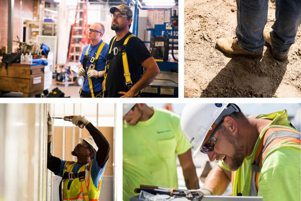 collage of field electricians and apprentices