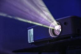 projector shining light, audio visual system av technology