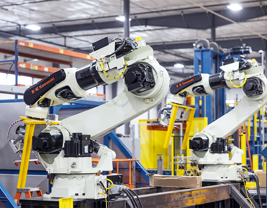 kawasaki robots in a manufacturing facility