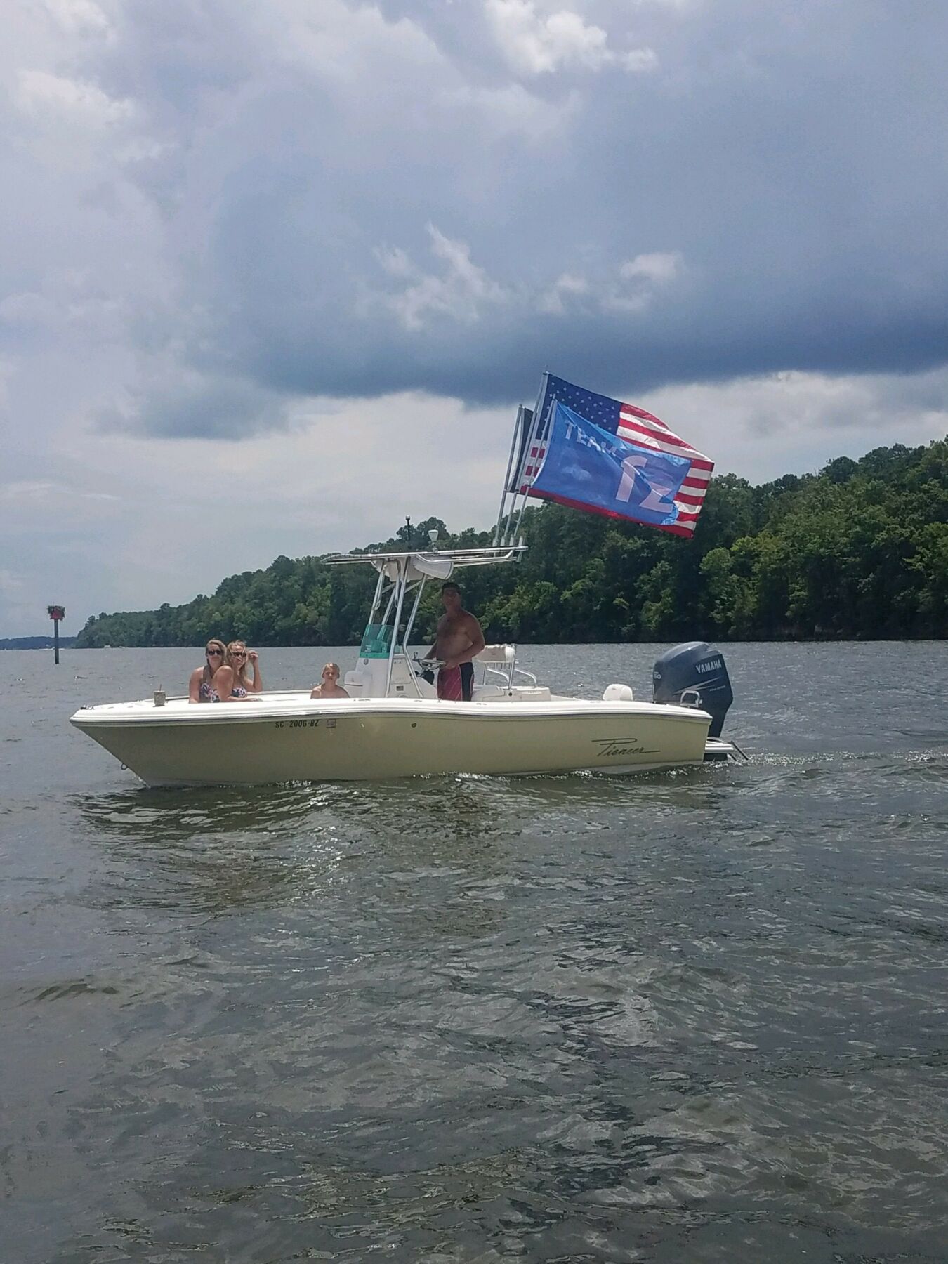 Bryan Perkins and his family on a boat