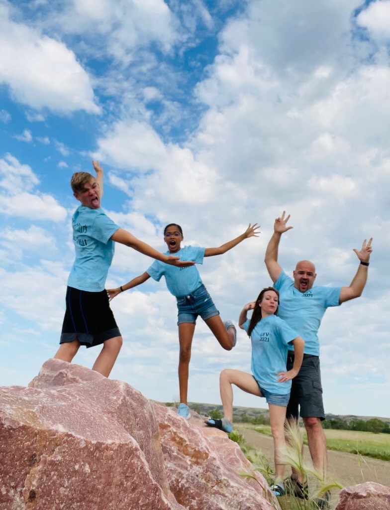 Russ and his family out hiking