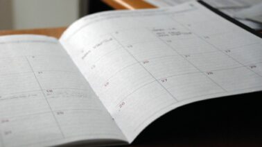 Calendar schedule on a table representing long lead times