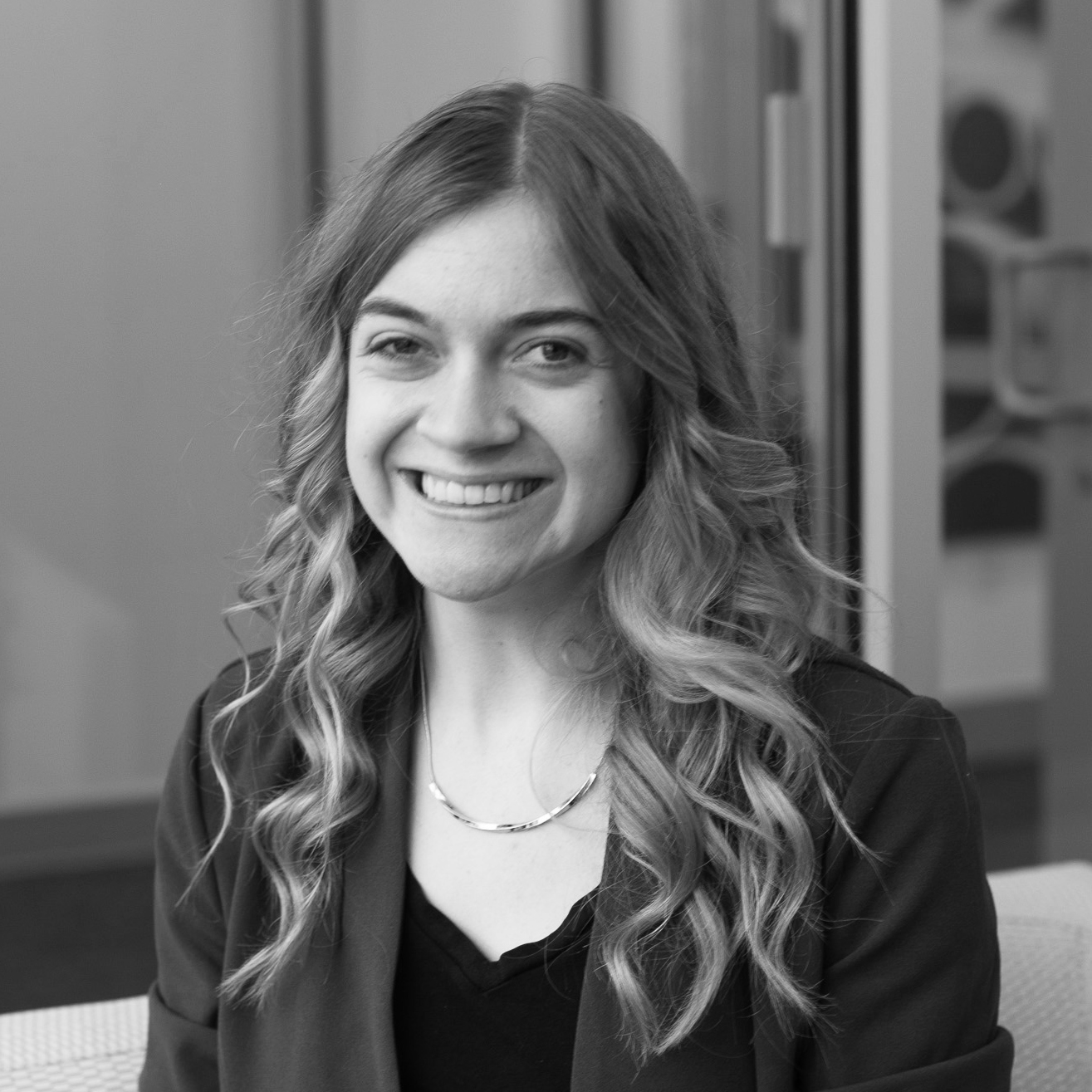 Tara Beyer bw square black and white photo of Tara Beyer