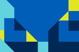 Blue, navy, teal, and lime colored grid graphics for aesthetic design.