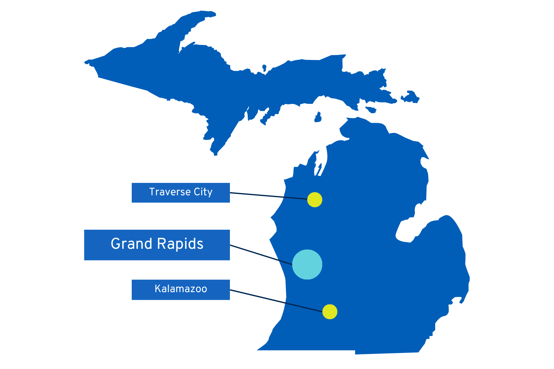 Michigan Map with Grand Rapids