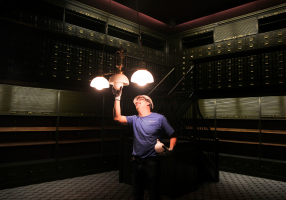 electrician installing a LED light