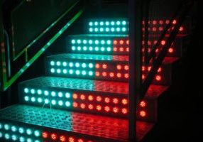 lit-up industrial steps